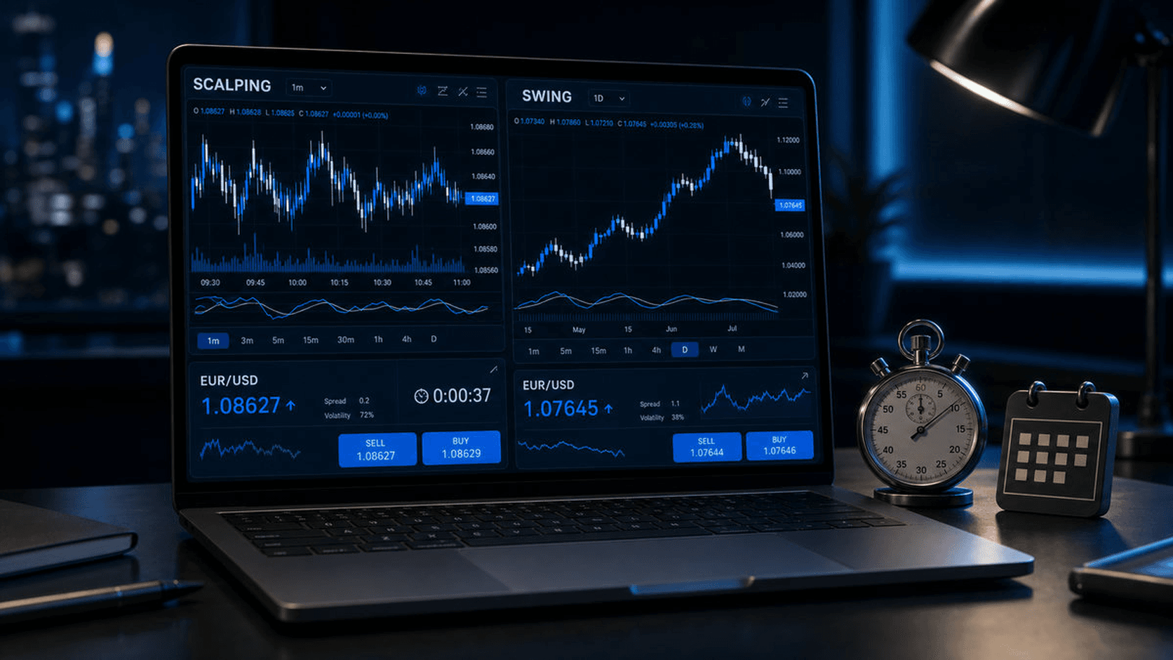 Ilustrasi artikel Scalping vs Swing Trading at Stockity
